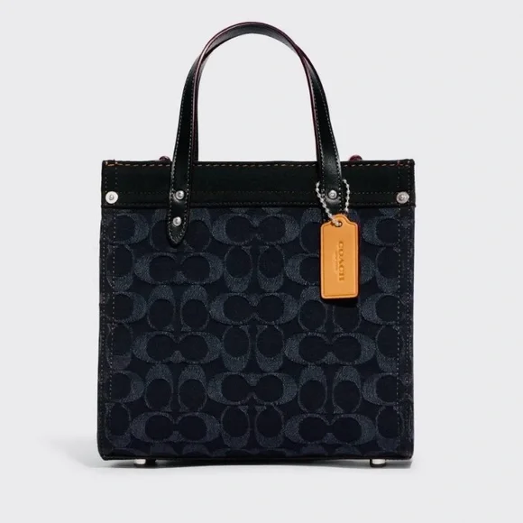 Coach Field Tote 22 Signature Denim Black FINAL MARK DOWN - Picture 3 of 15